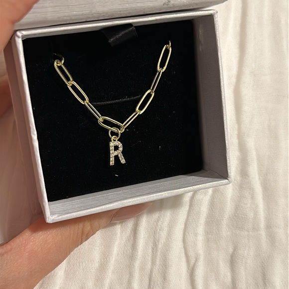 Mint&lily Paperclip Pave Initial Necklace - Picture 3 of 3